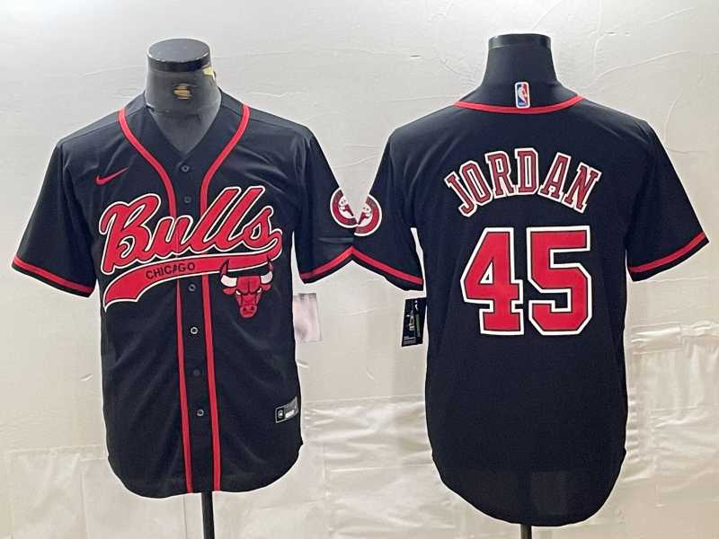 Men's Chicago Bulls #45 Michael Jordan Black Cool Base Stitched Baseball Jersey,We sell and wholesale Men's Chicago Bulls #45 Michael Jordan Black Cool Base Stitched Baseball Jersey on line form chian!